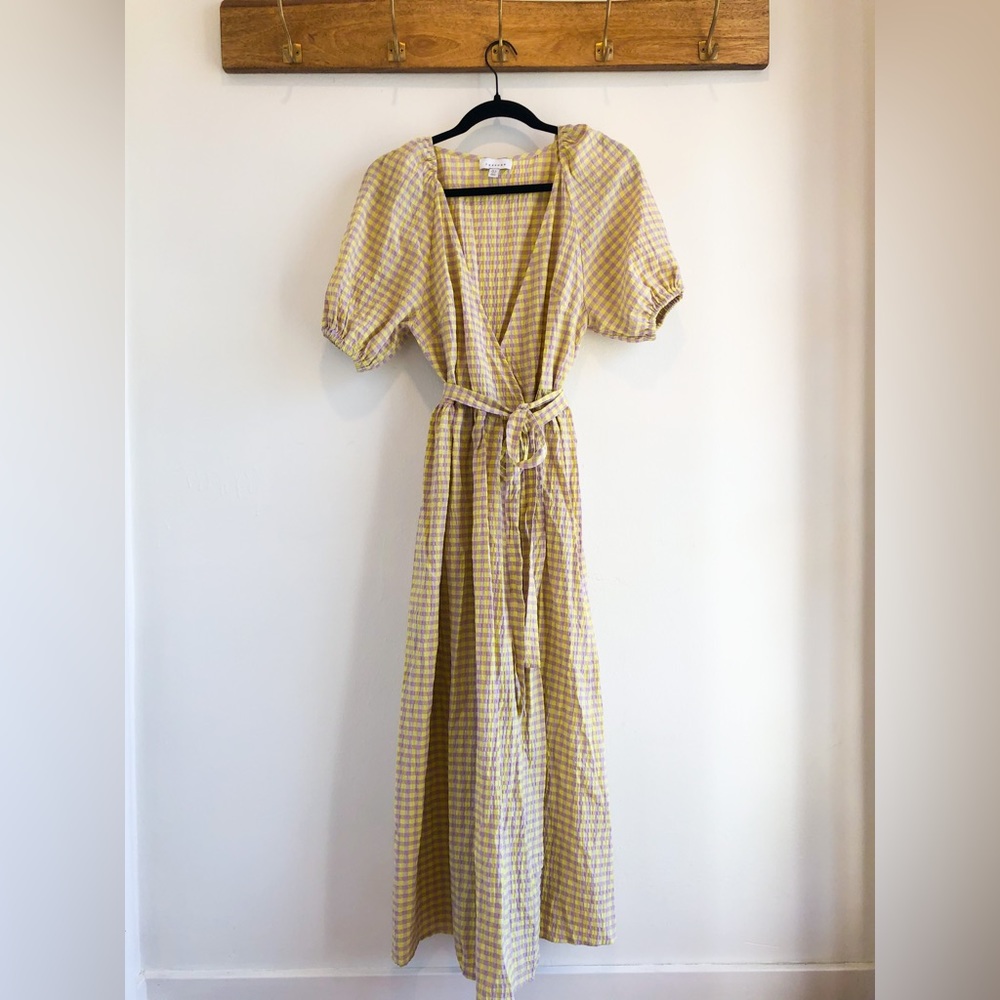 Topshop Gingham Wrap Midi Dress